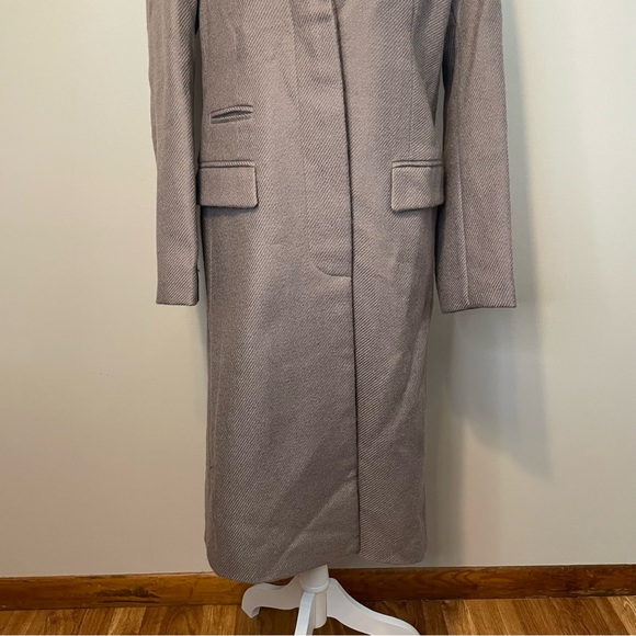 Izzy Lane Otley Long Wool Coat Button Front Taupe - Picture 5 of 12